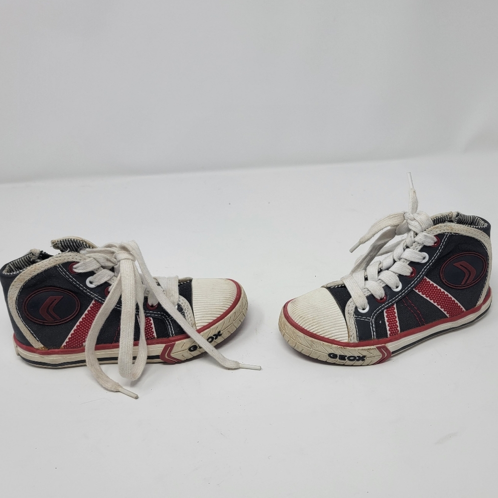 Geox hi tops trainers ankle boots US toddler size 9 navy red white zip laces